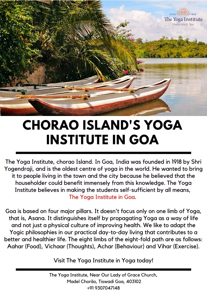 chorao island s yoga institute in goa