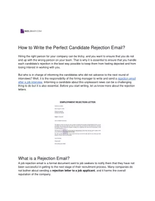 How To Write The Perfect Candidate Rejection Email - Bizzlibrary