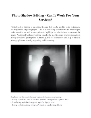 Photo Shadow Editing - Can It Work For Your Services