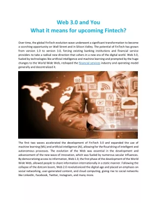 Web 3.0- What it means for upcoming Fintech | TRC Consultancy
