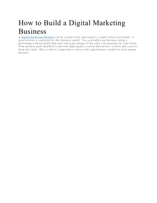 How to Build a Digital Marketing Business