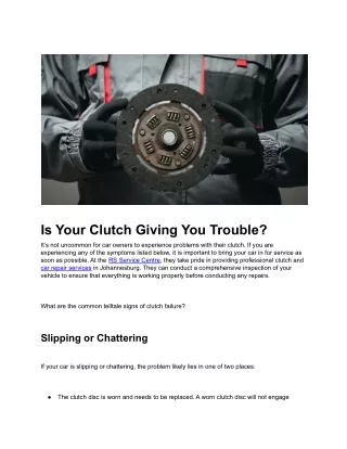 is your clutch giving you trouble