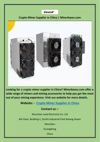 crypto miner supplier in china minerbases com