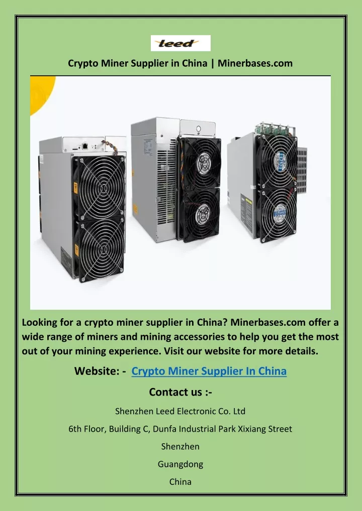 crypto miner supplier in china minerbases com