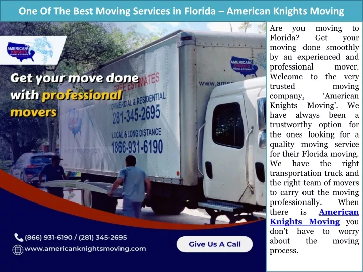 one of the best moving services in florida american knights moving