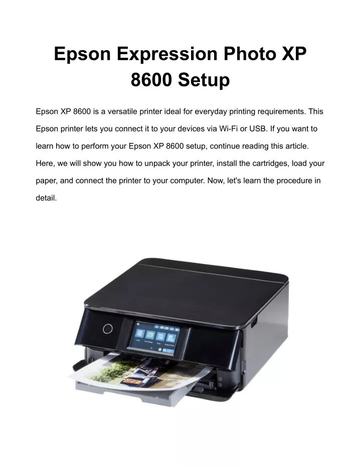 epson expression photo xp 8600 setup