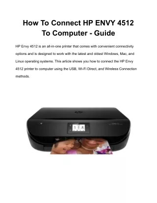 how to connect hp envy 4512 to computer guide