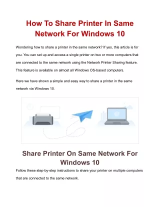 how to share printer in same network for windows