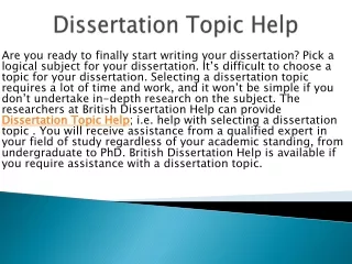 dissertation topic help