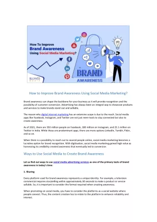 How to Improve Brand Awareness Using Social Media Marketing