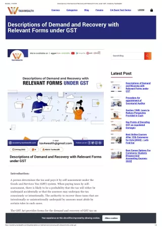 Descriptions of Demand and Recovery with Relevant Forms under GST _ Academy Tax4wealth