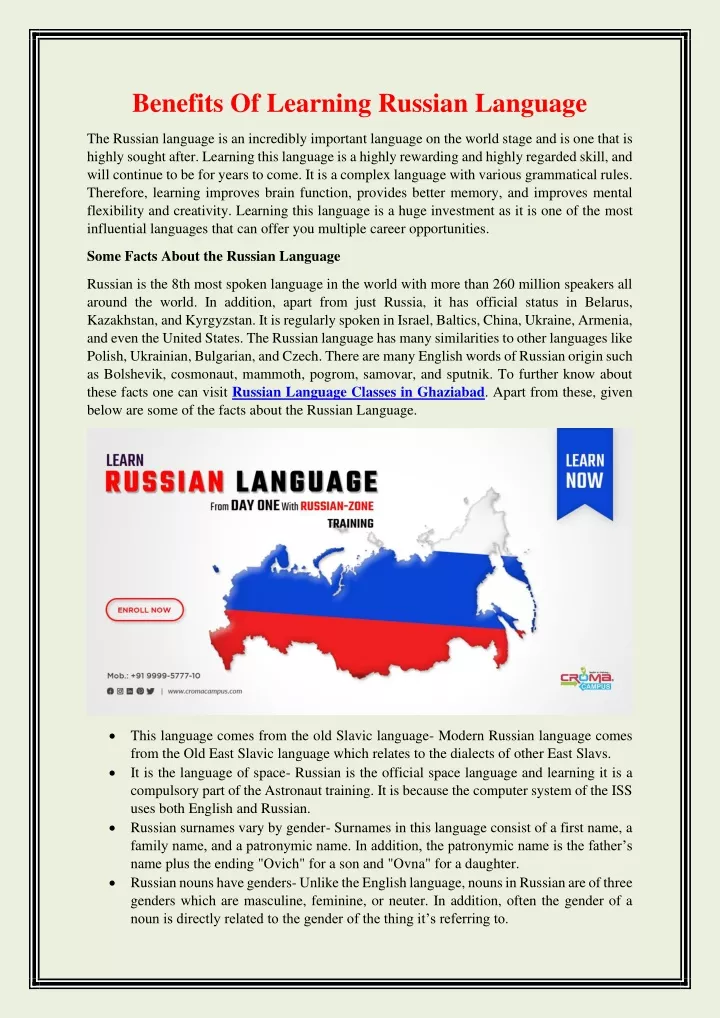 benefits of learning russian language