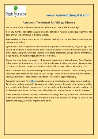 Ayurvedic Treatment for Vitiligo Disease