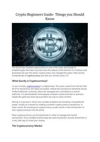 crypto beginners guide things you should know