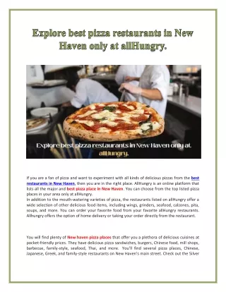 Explore best pizza restaurants in New Haven only at allHungry.
