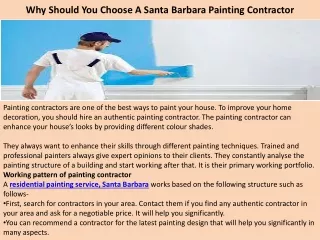 Why Should You Choose A Santa Barbara Painting Contractor