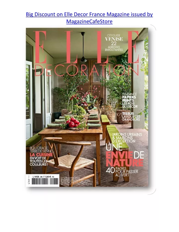 big discount on elle decor france magazine issued