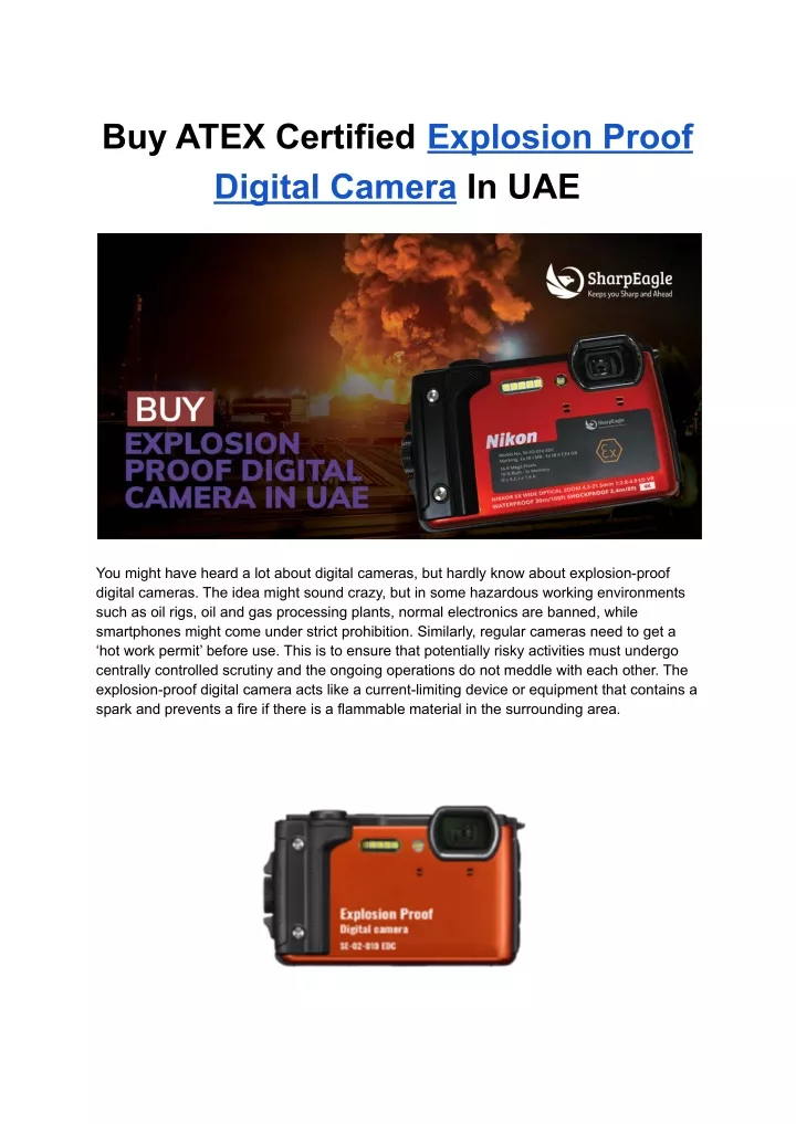 buy atex certified explosion proof digital camera