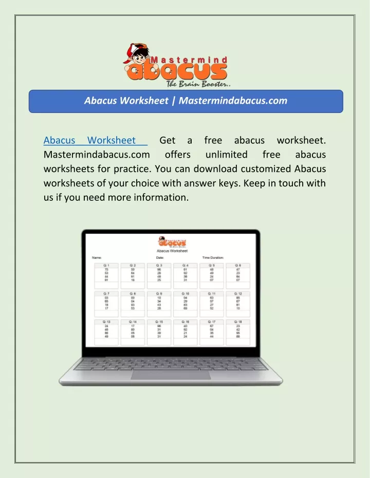 abacus worksheet mastermindabacus com