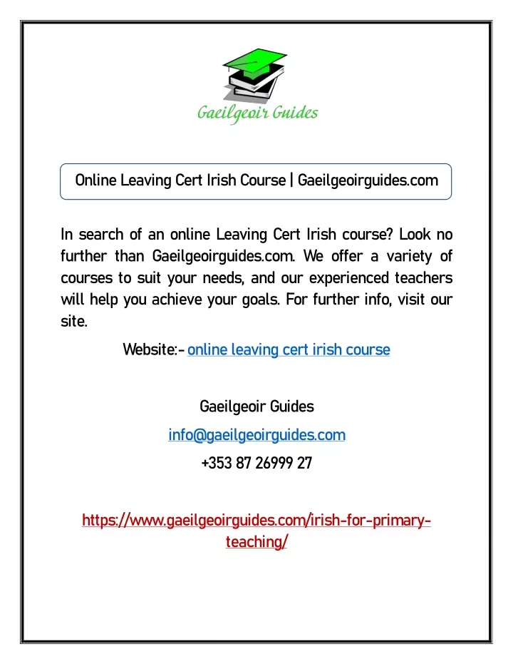 online leaving cert irish course gaeilgeoirguides