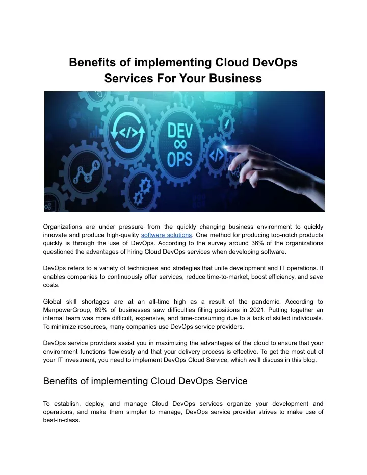 benefits of implementing cloud devops services