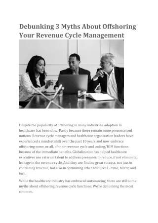 Debunking 3 Myths About Offshoring Your Revenue Cycle Management - AGS Health