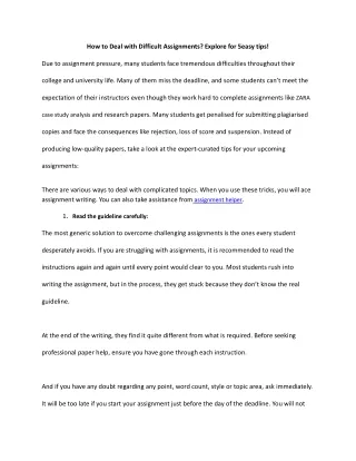how to deal with difficult assignments explore