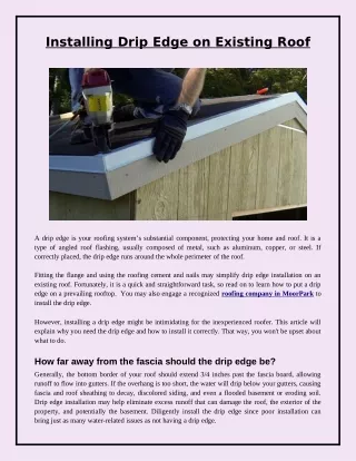 How to Install Drip Edge on Roof?