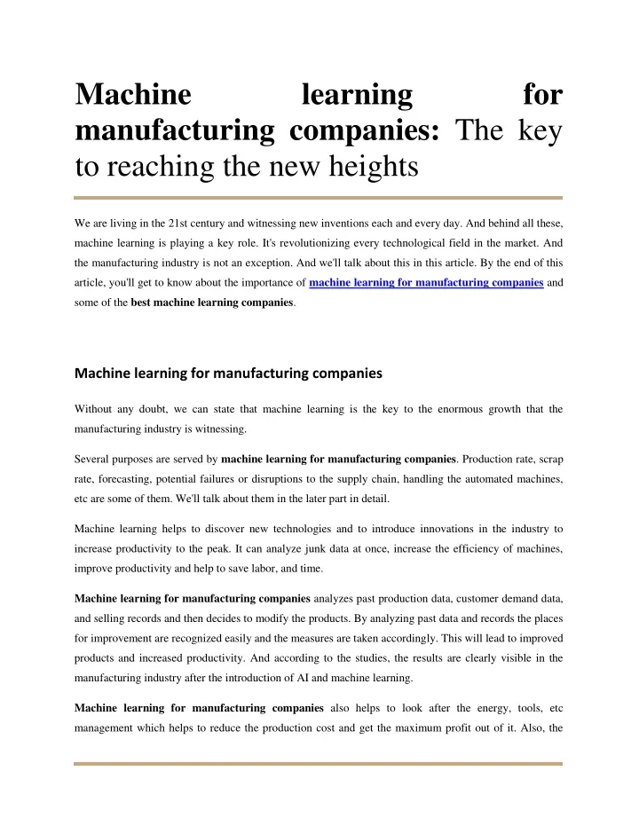 machine manufacturing companies