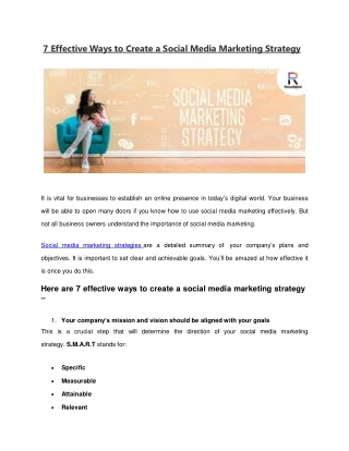 7 Effective Ways to Create a Social Media Marketing Strategy