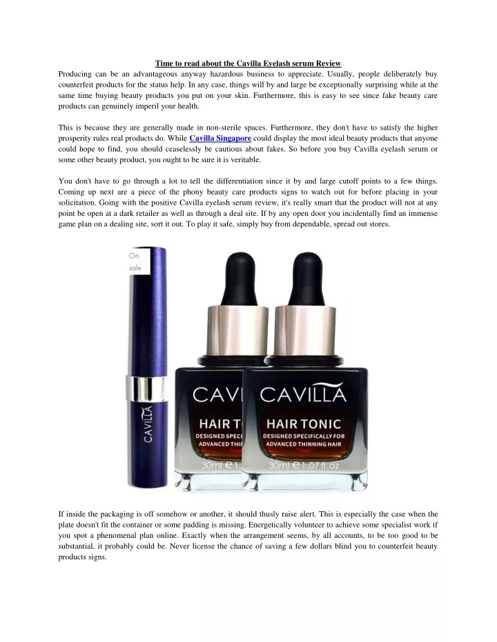 Ppt Cavilla Eyelash Serum Powerpoint Presentation Free Download Id