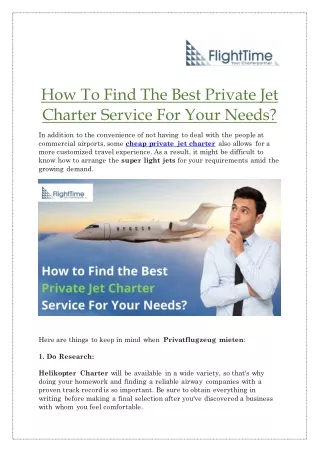 how to find the best private jet charter service