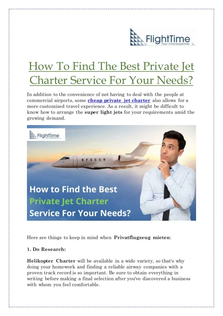 how to find the best private jet charter service