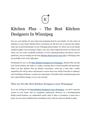 Kitchen Plus - The Best Kitchen Designers In Winnipeg