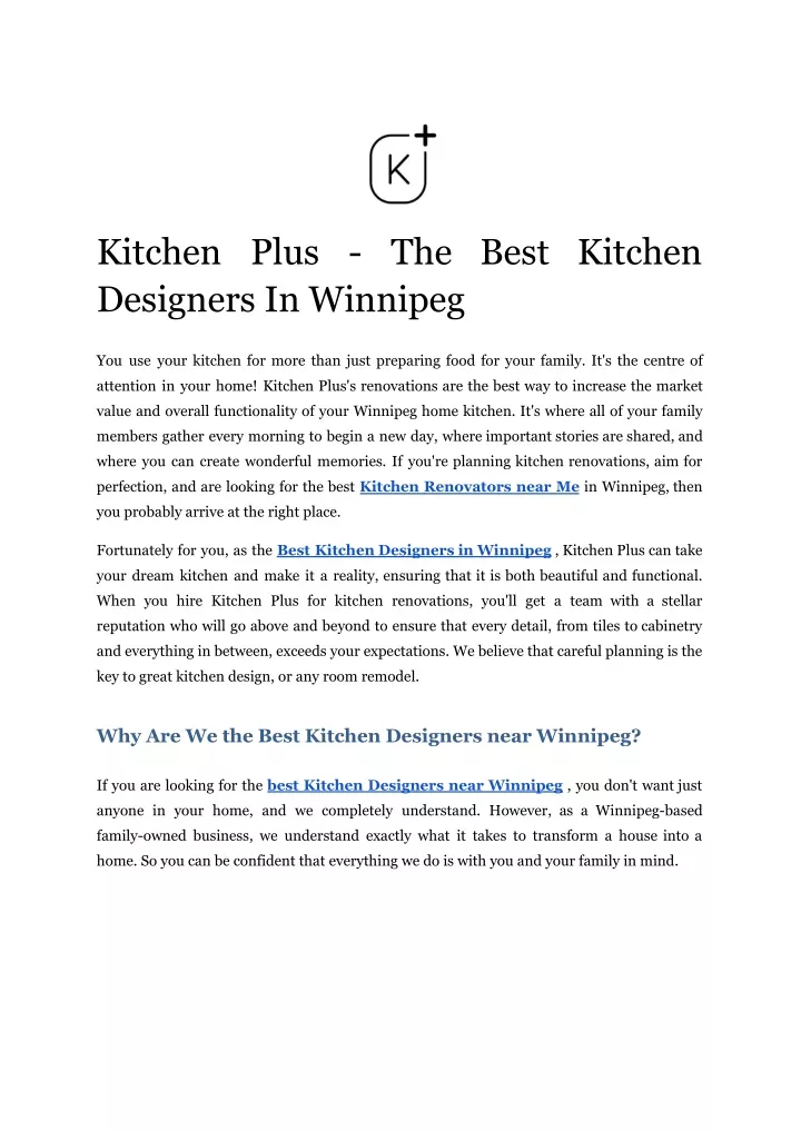 PPT Kitchen Plus The Best Kitchen Designers In Winnipeg PowerPoint