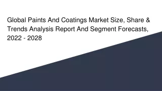 global paints and coatings market size share trends analysis report and segment forecasts 2022 2028