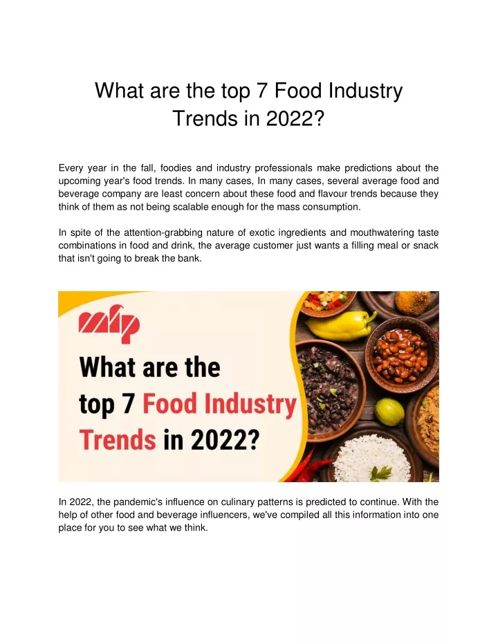 what are the top 7 food industry trends in 2022
