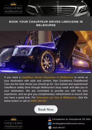 Book your chauffeur driven limousine in Melbourne