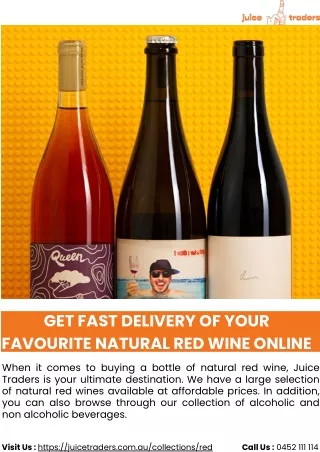 Get Fast Delivery of Your Favourite Natural Red Wine Online