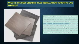 What is the Best Ceramic Tiles Installation Toronto Can Provide