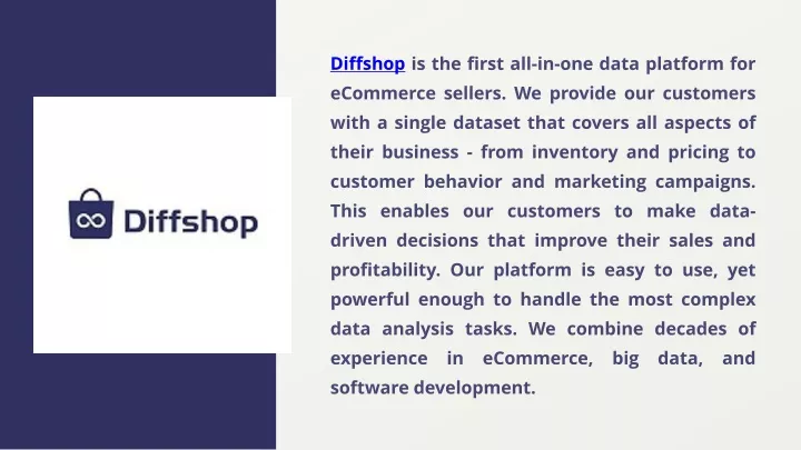 diffshop is the first all in one data platform