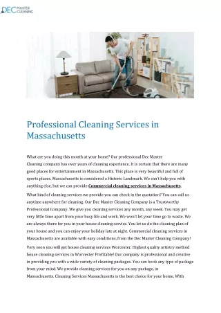 Professional Cleaning Services in Massachusetts