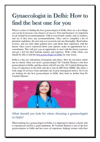Gynaecologist in Delhi: How to find the best one for you