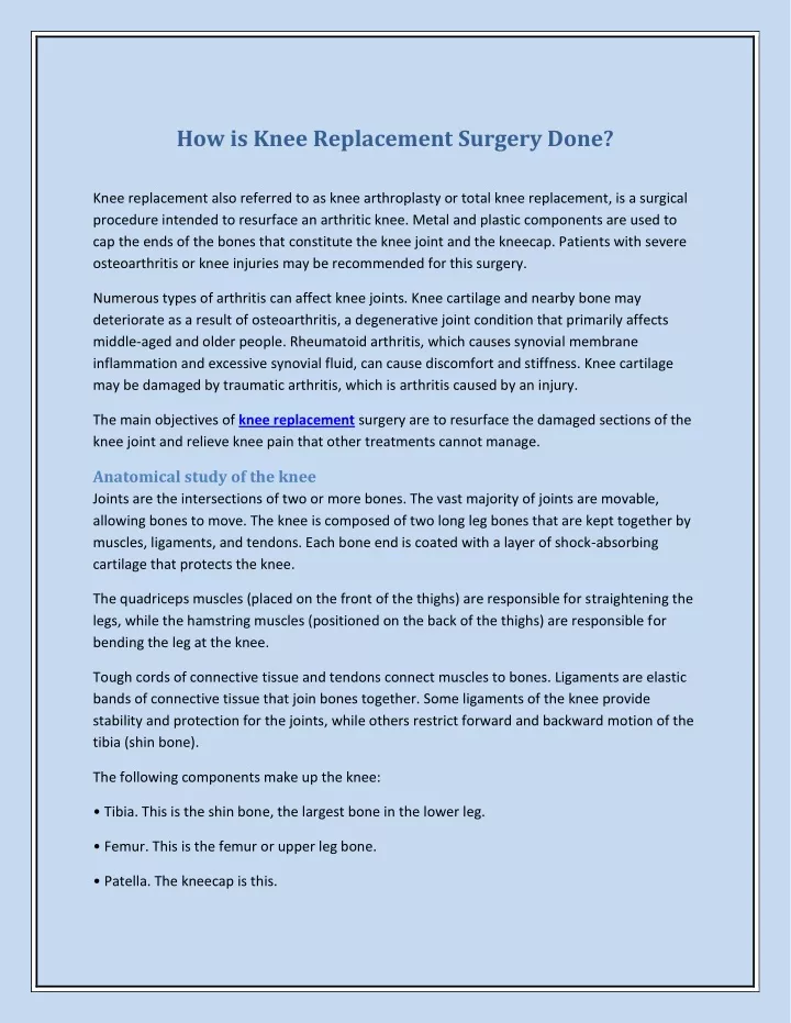 how is knee replacement surgery done