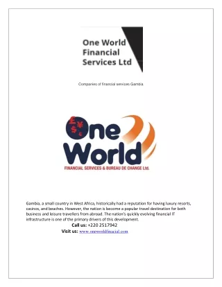 Companies of financial services Gambia | One World Financial
