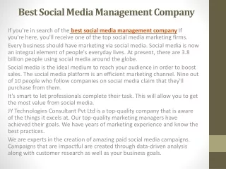 Best Social Media Management Company