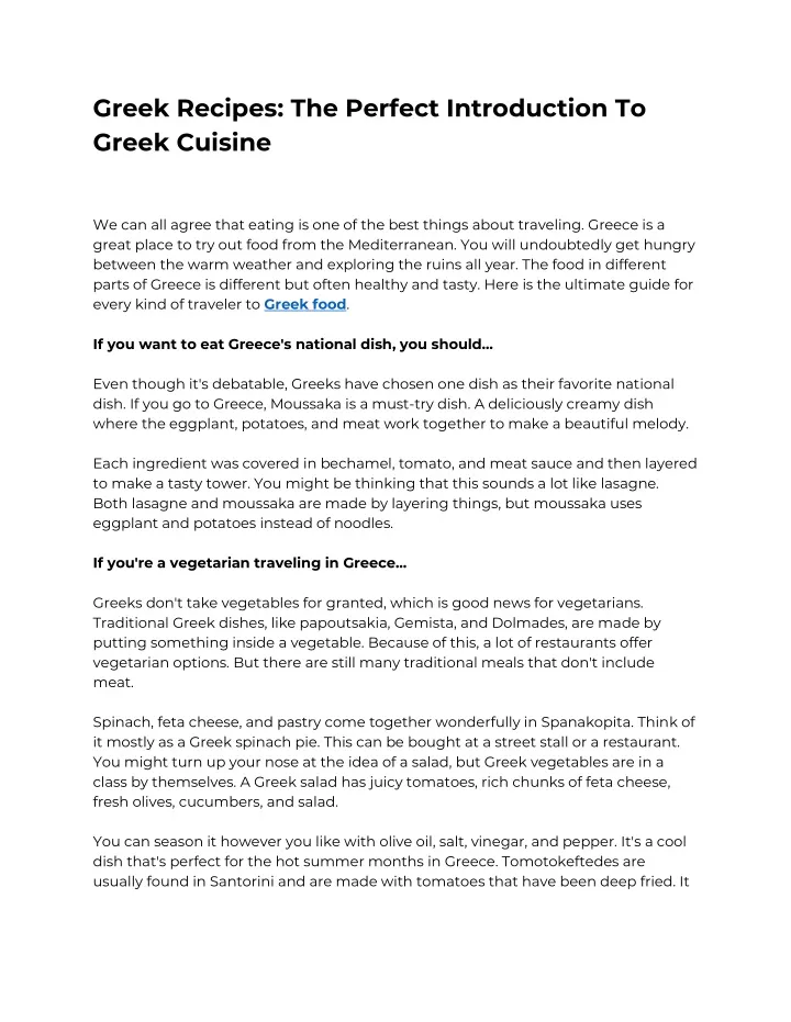 greek recipes the perfect introduction to greek