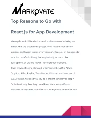 Top Reasons to Go with React.js for App Development