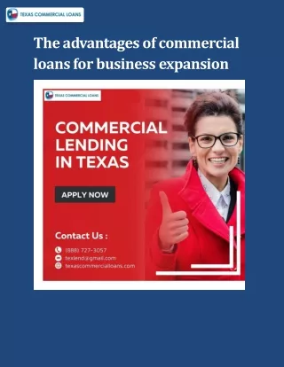 The advantages of commercial loans for business expansion