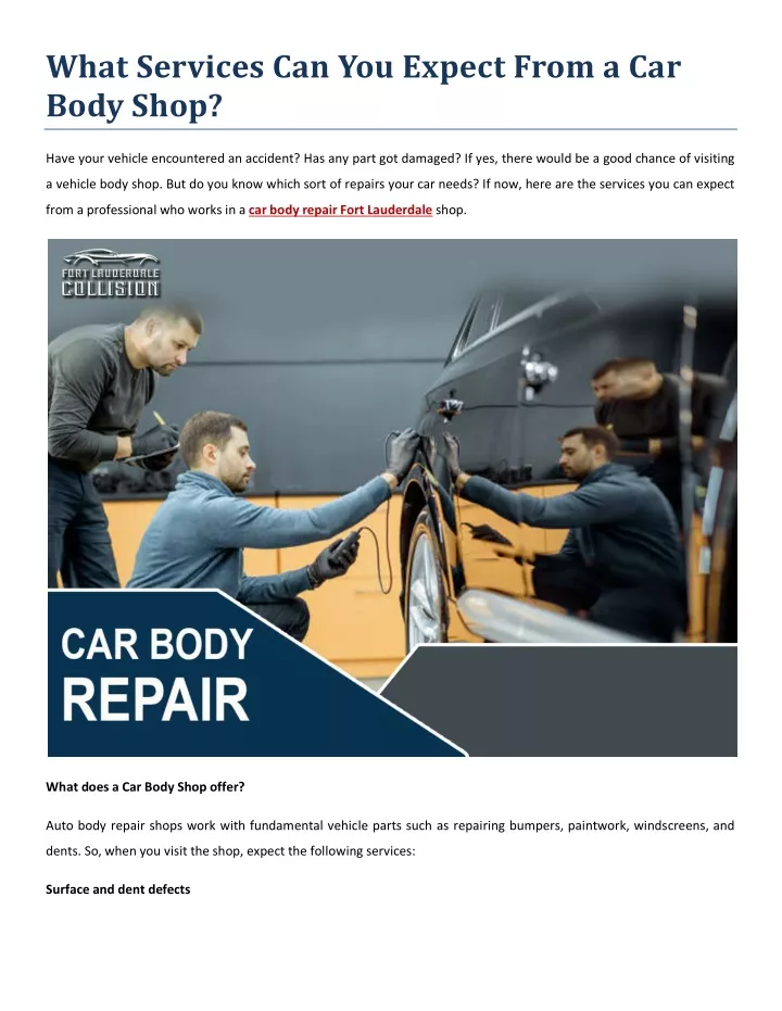 what services can you expect from a car body shop